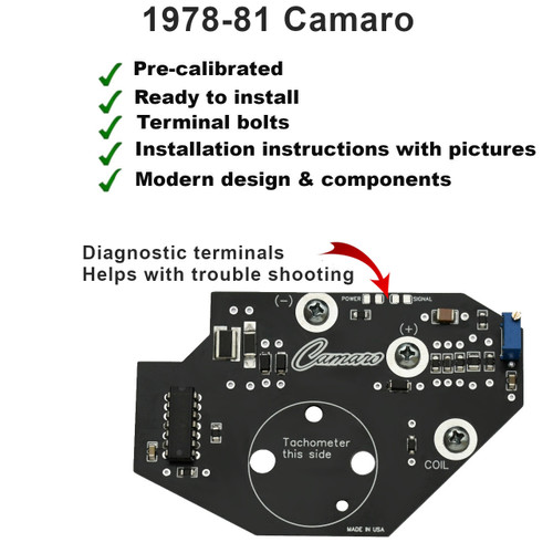 1978-81 Chevy Camaro V8 Tachometer Circuit Board. Direct replacement 1978-81 Chevy Camaro V8 Tachometer Circuit Board. Direct replacement