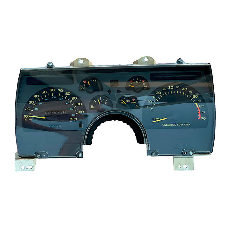 1990, 91, 92 Camaro Instrument Gauge Cluster V6 GM front view cover