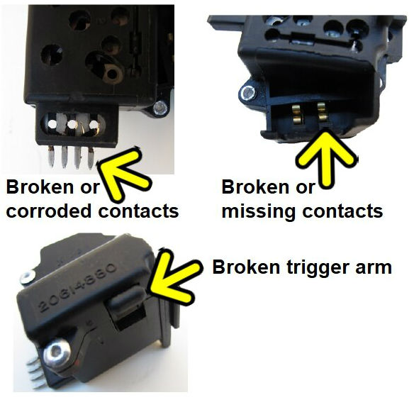 Common reasons a Pull down Reversing Switch core is not usable.