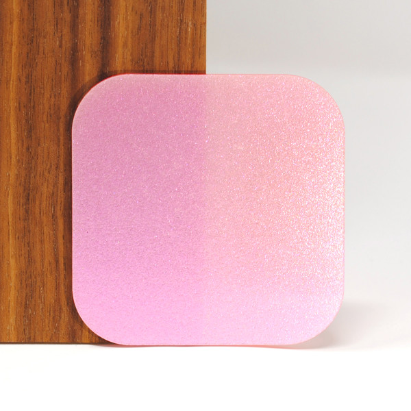 3mm Pink Shimmer acrylic sheet for laser cutting, available in 12x19 and 18x24 inches.