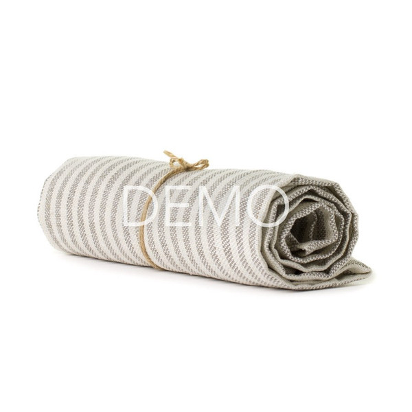 Fog Linen Chambray Towel - Beige Stripe