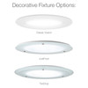 Three Solatube skylight decorative fixture options: Classic Vusion, JustFrost, and TierDrop.
