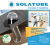 Solatube Skylight Kit with dome on roof, starter tube, and guarantee information.