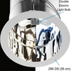 Close-up of Solatube light fixture interior with lightbulb and white trim.