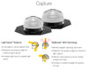 Two Solatube skylight domes with product features explained, showing light capture.
