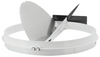 Solatube Daylight Dimmer: Oval silver reflector inside white ring, attached to black mounting bracket.
