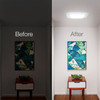 Solatube Skylight Kit: Before and after comparison of a hallway, showing increased natural light with the Solatube.
