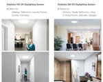 Collage showing Solatube skylights installed in hallways, bathrooms, laundry rooms, closets, entryways, kitchens, master bathrooms, living and dining rooms, stairwells, and garages.

