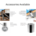 Solatube skylight accessories: Ventilation kit, daylight dimmer, light kit, and extension tubes.