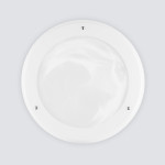 Solatube JustFrost Fixture: Round, white frosted skylight accessory with three screws.

