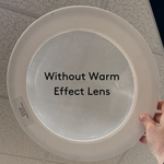 Solatube skylight accessory: White, round diffuser without the Warm Effect Lens, showing cool light.
