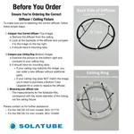 JustFrost Fixture guide showing diffuser back with 6 tabs and ceiling ring with 6 slots.