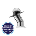 Solatube skylight kit featuring a clear dome, reflective tubing, and a ceiling diffuser with a "Highest Performance Guarantee" badge.
