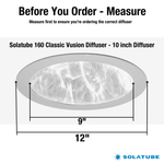 Solatube Classic Vusion Diffuser, showing diameter measurements: 9-inch diffuser, 12-inch outer rim.
