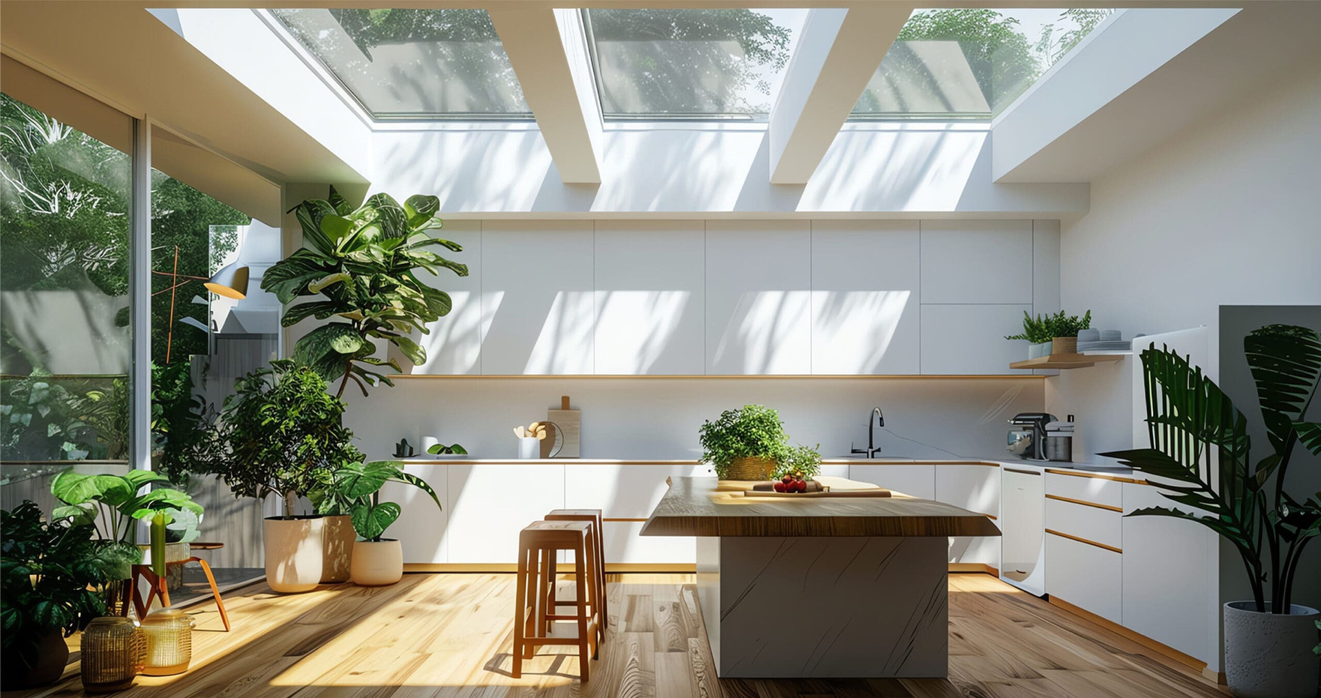 Modern kitchen with skylight