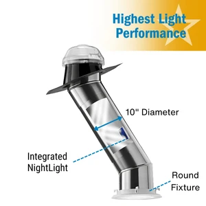 Solatube Skylight Kit with Integrated Night Light (10" · 160ISn · 2 x 20" Ext. Tubes)