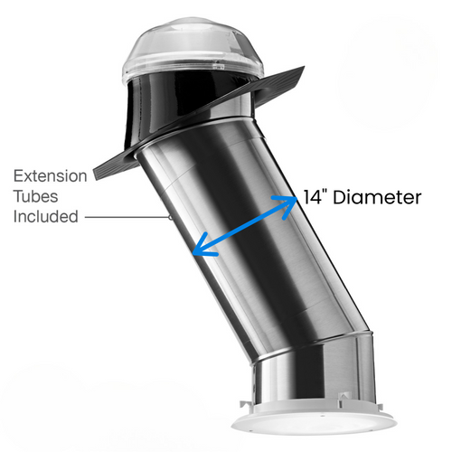 Solatube Skylight Kit with clear dome, metal tube, and diffuser.