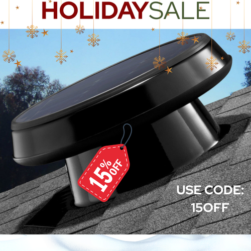 Holiday Sale Solar Attic Fan w/ No Pitch Flashing (6" high)