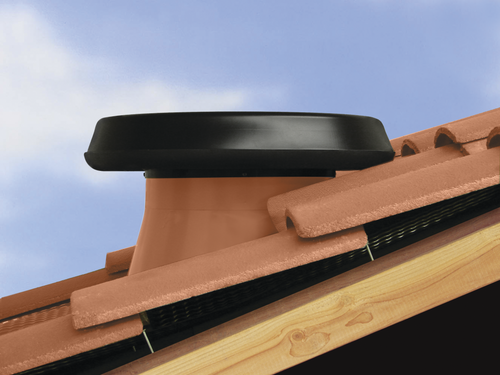 Solar Attic Fan w/ Tile Pitched Flashing (4" high)