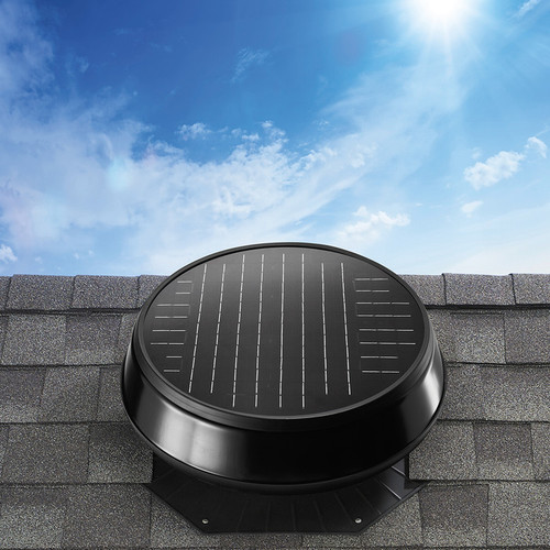 Solar Attic Fan w/ No Pitch Flashing Hurricane Rated (6" high) lifestyle roof image Solar Attic Fan w/ No Pitch Flashing Hurricane Rated (6" high) lifestyle roof image