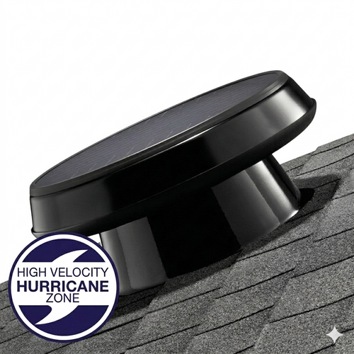 Solar Attic Fan w/ No Pitch Flashing Hurricane Rated (6" high)