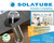 Solatube Skylight kit showing roof dome, internal tubing, and promotional materials highlighting benefits and model number.