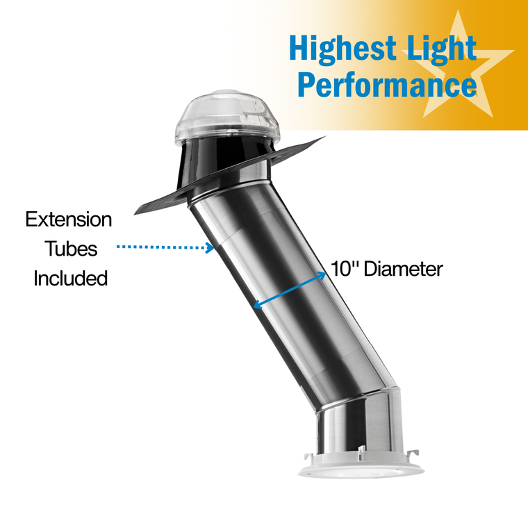 Solatube 160DS skylight kit with dome, flashing, and reflective tube sections. badge