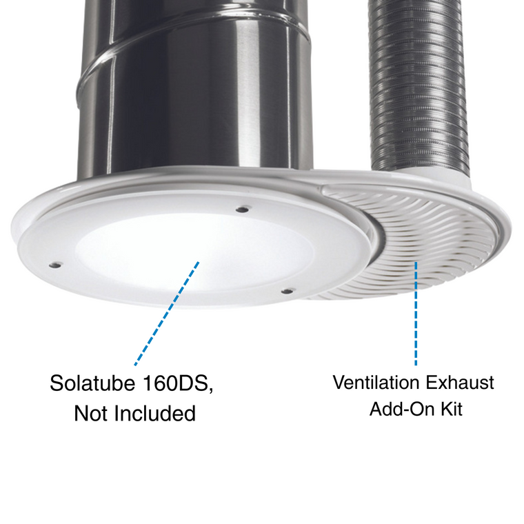 Solatube Ventilation Add-On Kit featuring a diffuser and ventilation hose attachment.