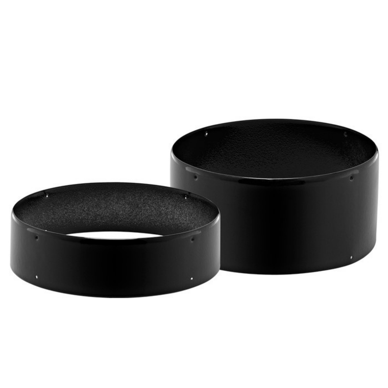 Two black, cylindrical skylight turret extensions with mounting holes.