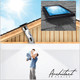 Solatube low profile skylight kit installed on roof, light tube extending into interior, illuminating a father and child.