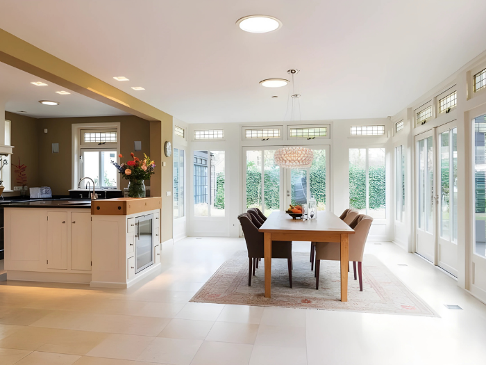 Kitchen illuminated by natural light