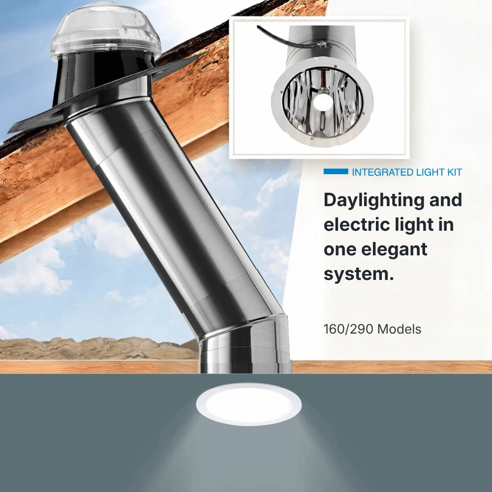 Solatube electric light add-on for nighttime illumination