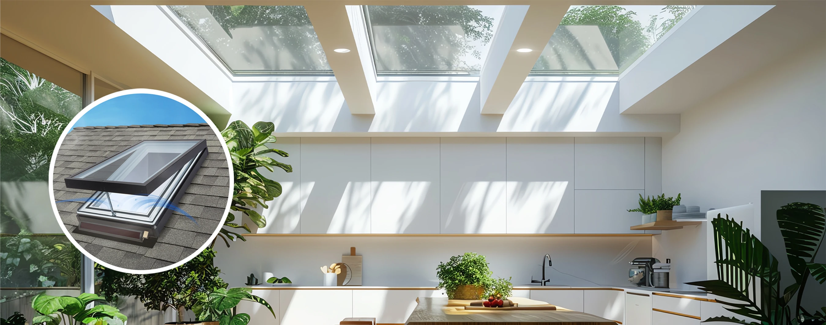 Bright interior illuminated by Solatube fixed skylights
