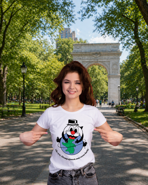 Youth White Short Sleeve T-Shirt With Hugging Earth Graphic