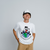 Youth White Short Sleeve T-Shirt With Hugging Earth Graphic