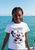 Children's White Short Sleeve T-Shirt With Champagne Cat® Flame of Liberty Will Never Die© Graphic