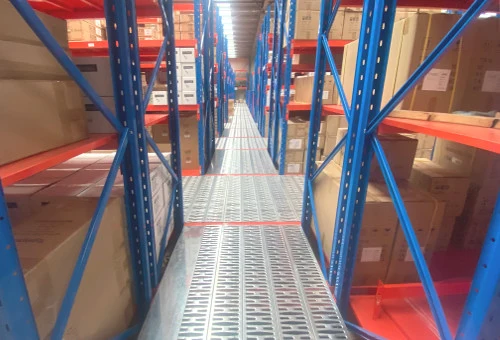 High density industrial facility warehouse storage metal racks