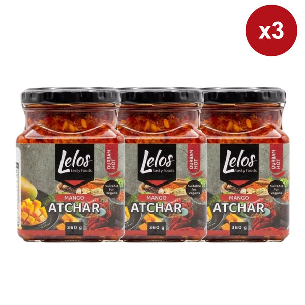 Lelos Atchar Hot Mango 360g x 3 Units