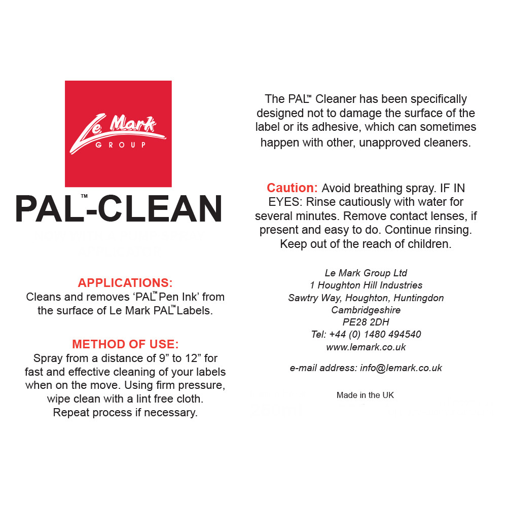 PAL™ Clean - PAL Label Cleaner