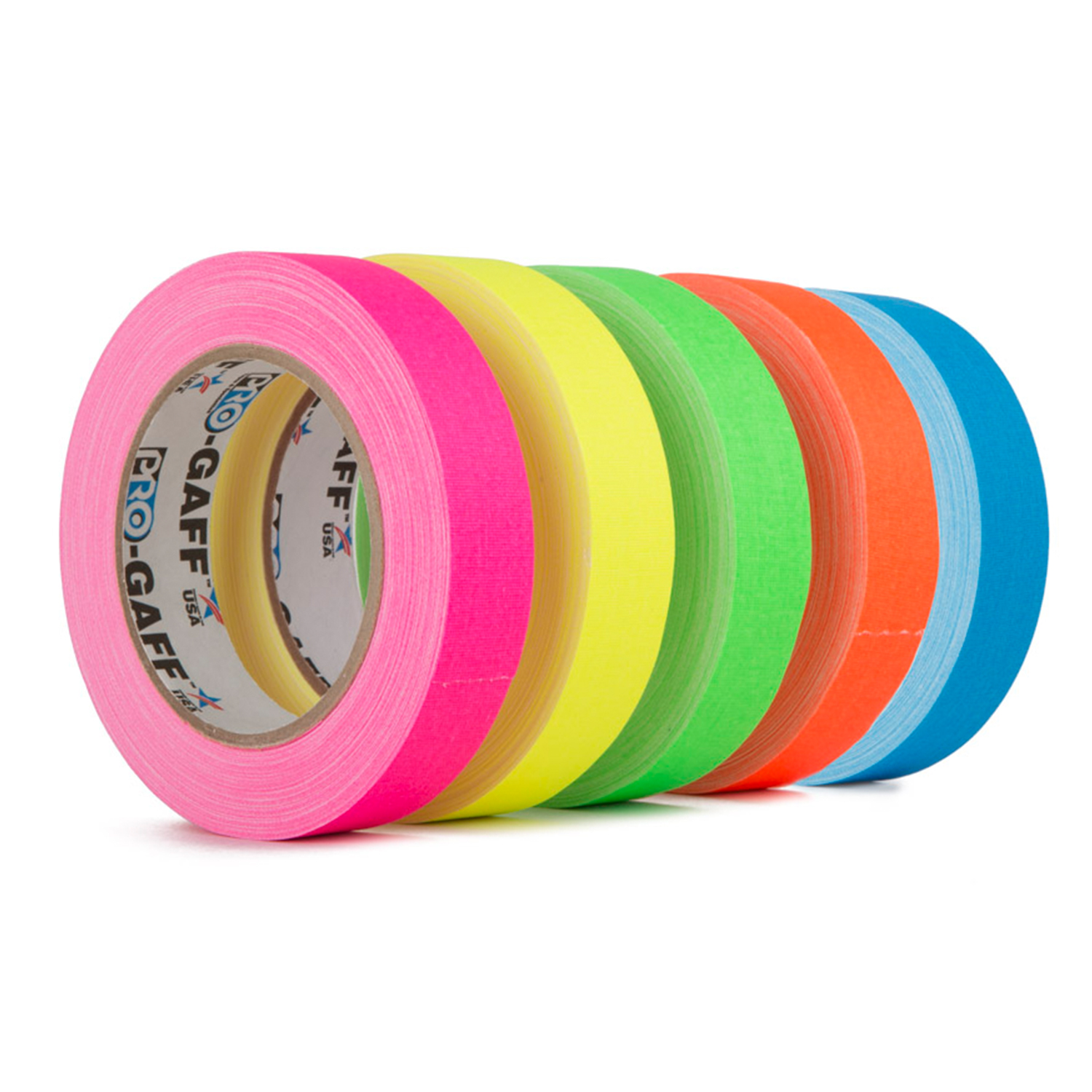 Spike Tape Sets 1/2 inch x 36 ft Each,5 Bright Colors, Neon Fluorescent  Gaffer Tape,Gaff Tape,Dry Erase Tape for Hula Hoops,Theater Stage Floors