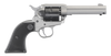 Ruger 2003 Wrangler 22 LR 6rd 4.62" Silver Cerkoate Aluminum Checkered Black Polymer Grip