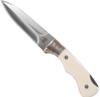 Cobratec White Push Dagger 3" - Folder W/ Leather Sheath