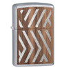 Zippo Brushed Chrome Woodchuck Walnut Herringbone Lighter