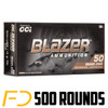 CCI Blazer Brass Ammunition 9MM, 115gr, FMJ - 500 Rounds - Free Shipping