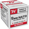 Winchester 9MM, 124gr, FMJ - 50 Rounds [MPN: W9NATO50]