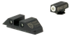 NIGHT FISION NS SET FOR GLOCK 17/17L/19/22-28/31-35/37-39 PISTOLS, GREEN WITH WHITE SQUARE FRONT/REAR