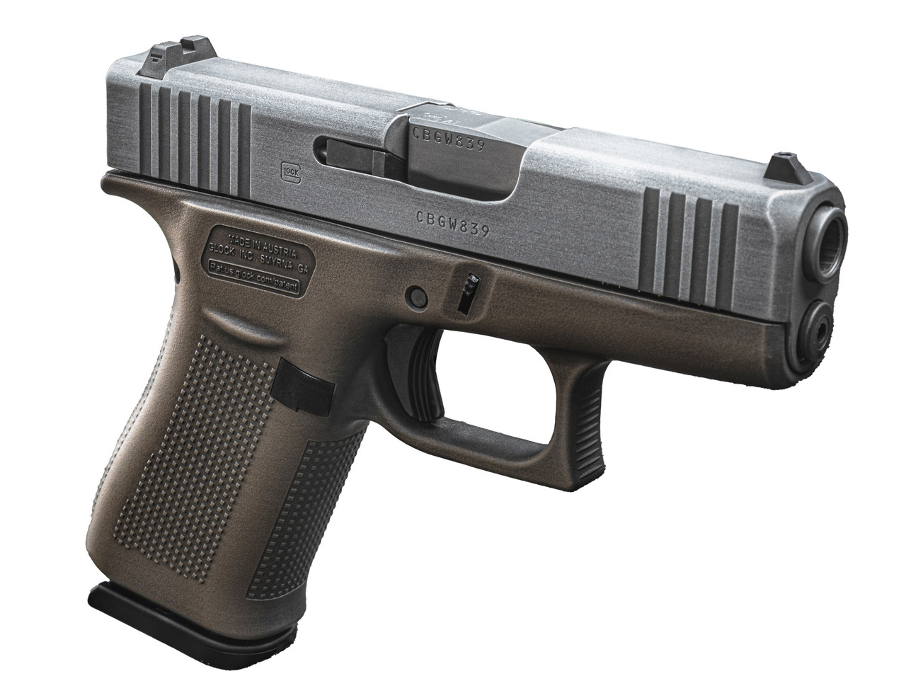 GLOCK 43X 9MM SILVER BRONZE BATTLE WORN - Firearms Depot