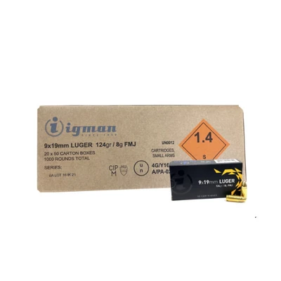 Igman 9MM, 124gr, FMJ - 1000 Rounds (3877002037054-CASE)