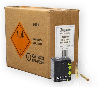 Igman .223 REM, 55gr, FMJ - 1000 Rounds (Case)