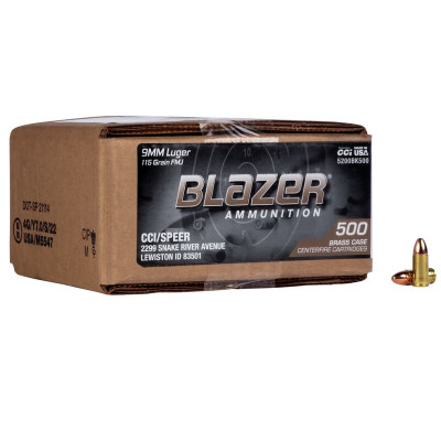 CCI 9MM, 115gr, FMJ - 500 Rounds [MPN: 5200BK500] - Free Shipping